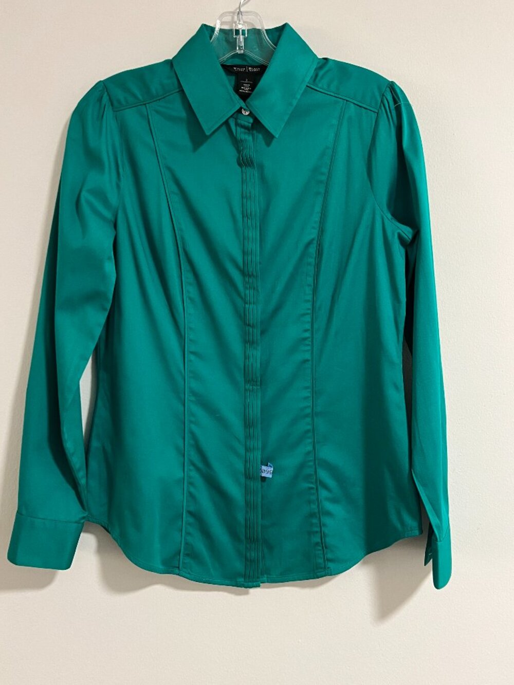 White House Black Market Emerald Green Button Front Blouse Size 2 Stretch